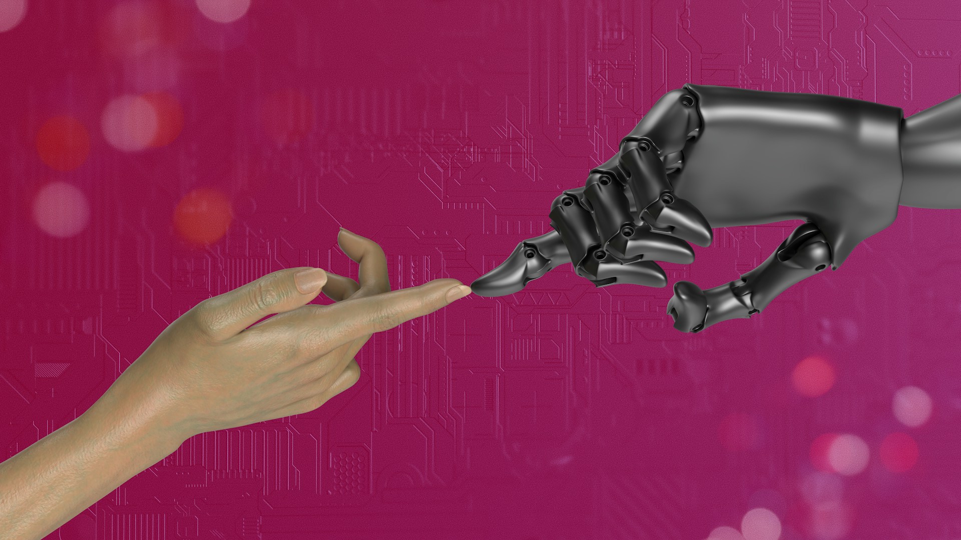 A human hand reaching out to touch a robotic hand, symbolizing the partnership between humans and AI agents, powered by AI tools for collaboration and innovation.